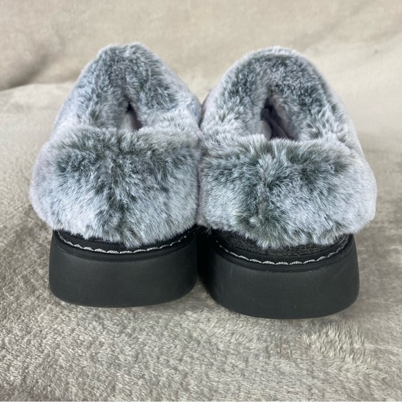 BOBS from Skechers Keepsakes Clogs Womens Size 8 Gray Fur Cable Knit Slipper NEW - Picture 7 of 9